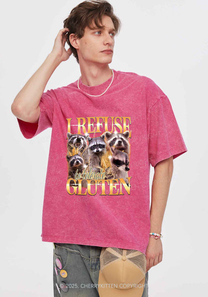 Raccoons Refuse Tolerate Gluten Y2K Shirts Washed Tee Cherrykitten
