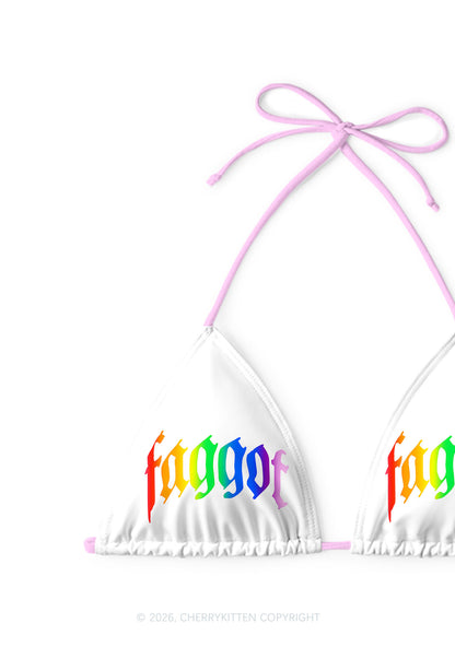Rainbow Gradient Faggot Pride Y2K Print Bikini Set Cherrykitten