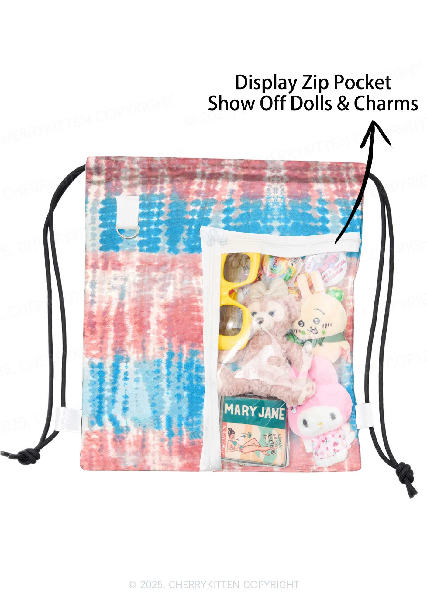 Tie Dye Trans Pride Y2K Drawstring Itabag Backpack Cherrykitten