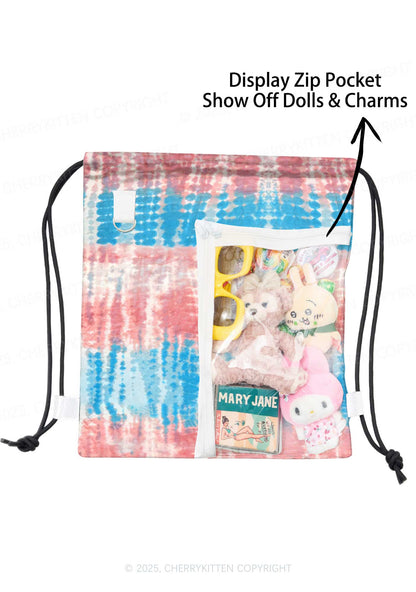 Tie Dye Trans Pride Y2K Drawstring Itabag Backpack Cherrykitten