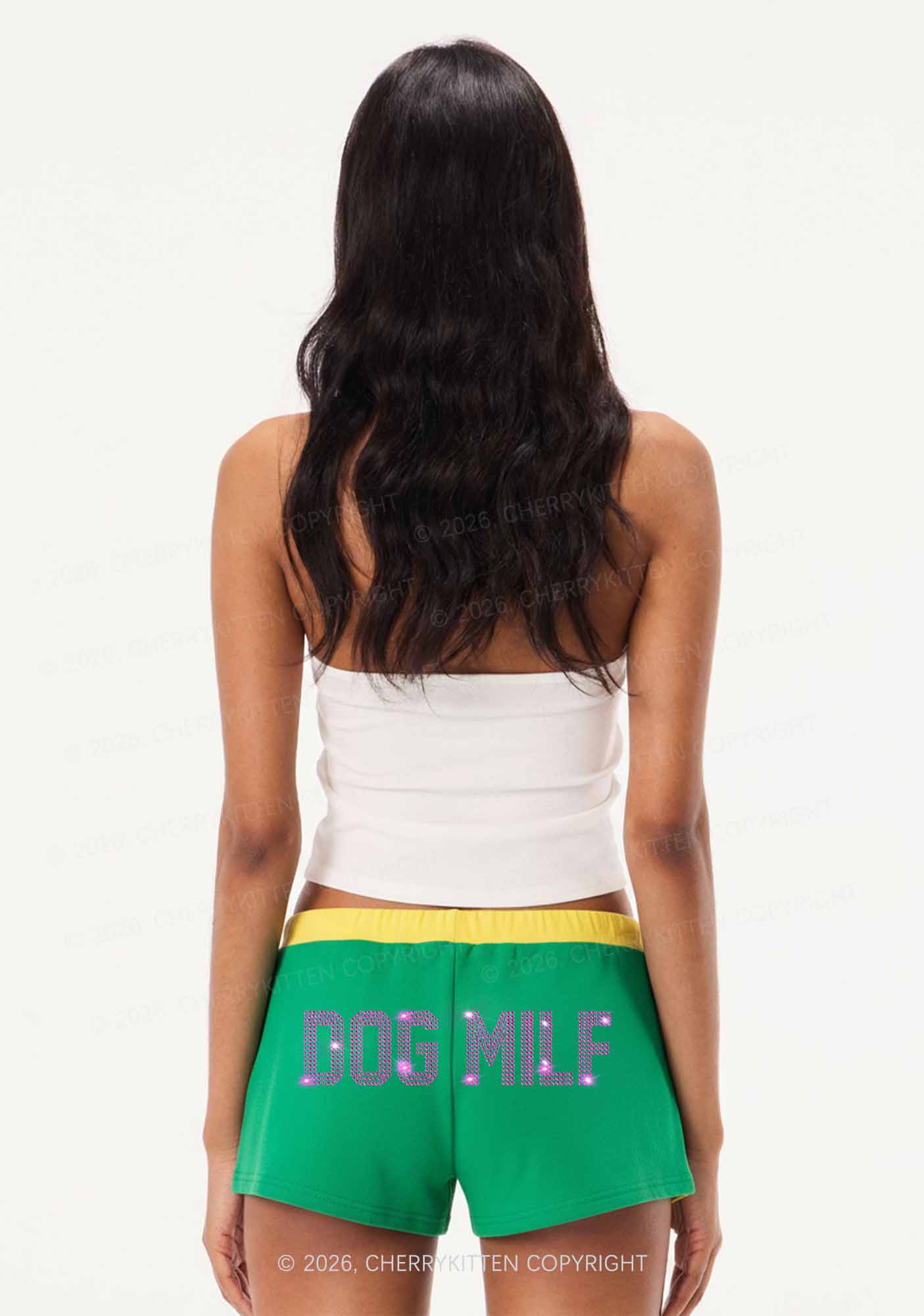 Rhinestone Dog Mxxf Y2K Drawstring Mini Shorts Cherrykitten
