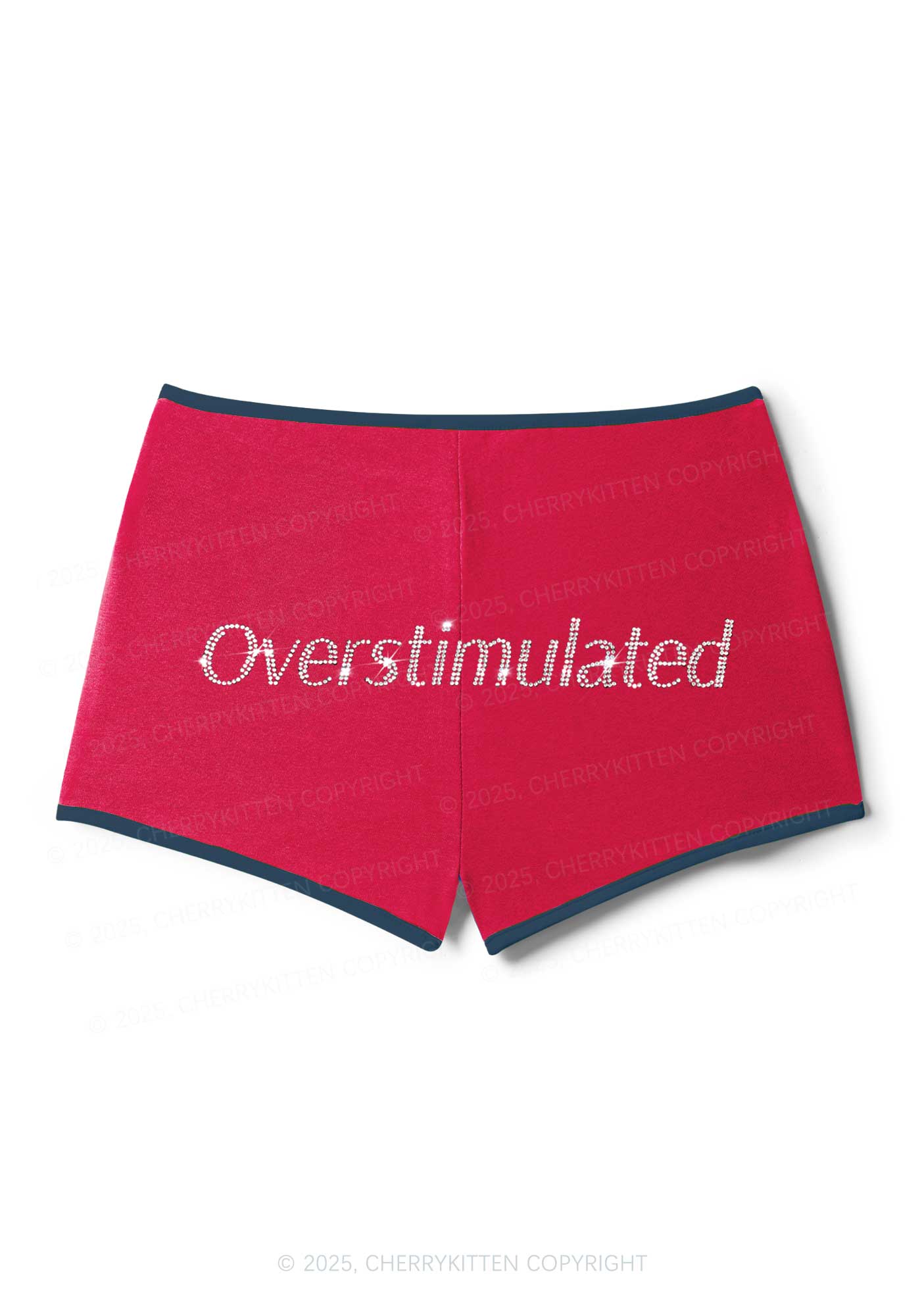 Rhinestone Overstimulated Y2K Booty Shorts Cherrykitten