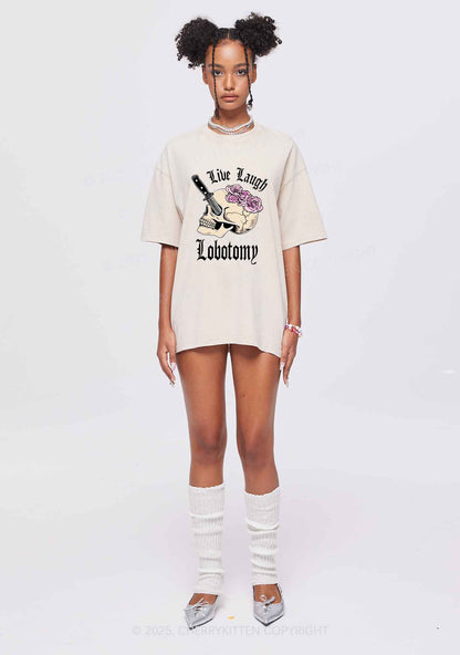 Live Laugh Lobotomy Skull Y2K Shirts Washed Tee Cherrykitten