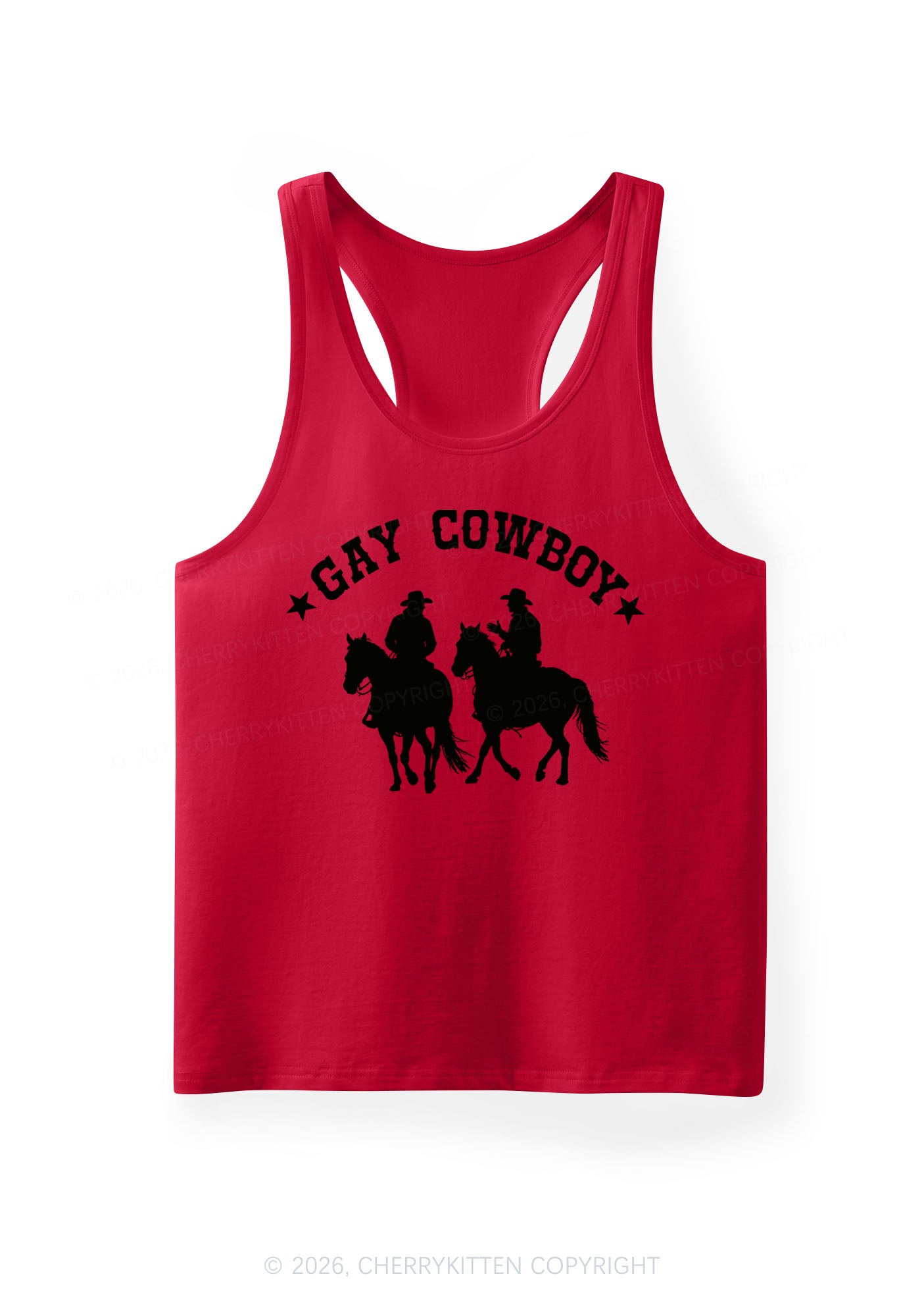 Gay Cowboy Pride Y2K Men Racerback Tank Top Cherrykitten