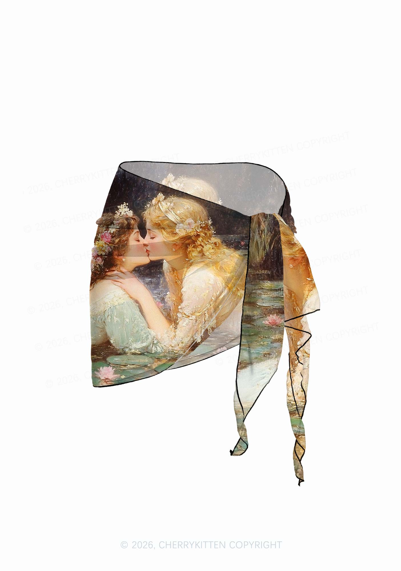 Romantic Kissing Girls Pride Y2K Print Bikini Set Cherrykitten