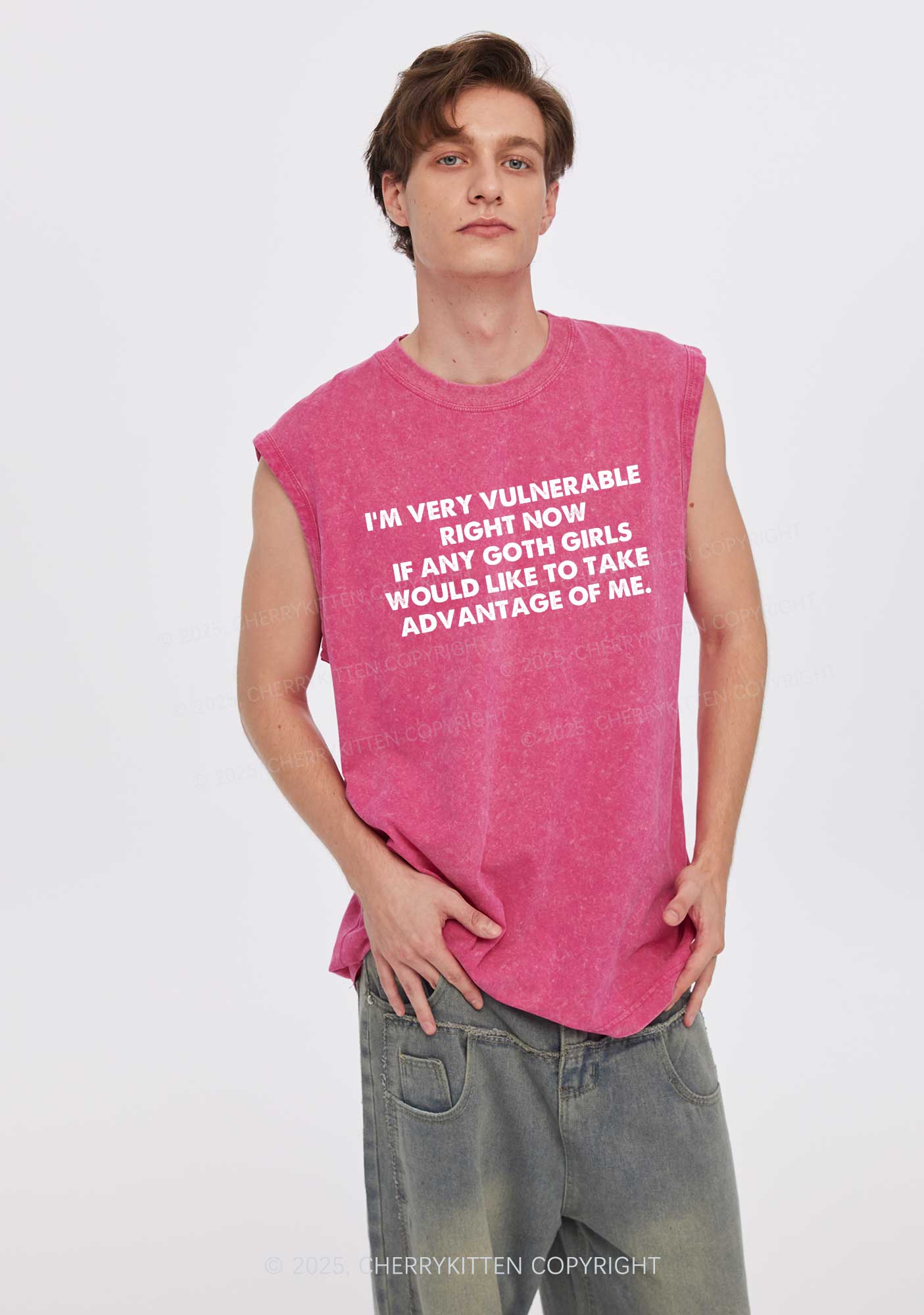 Im Vulnerable Y2K Washed Muscle Tank Cherrykitten