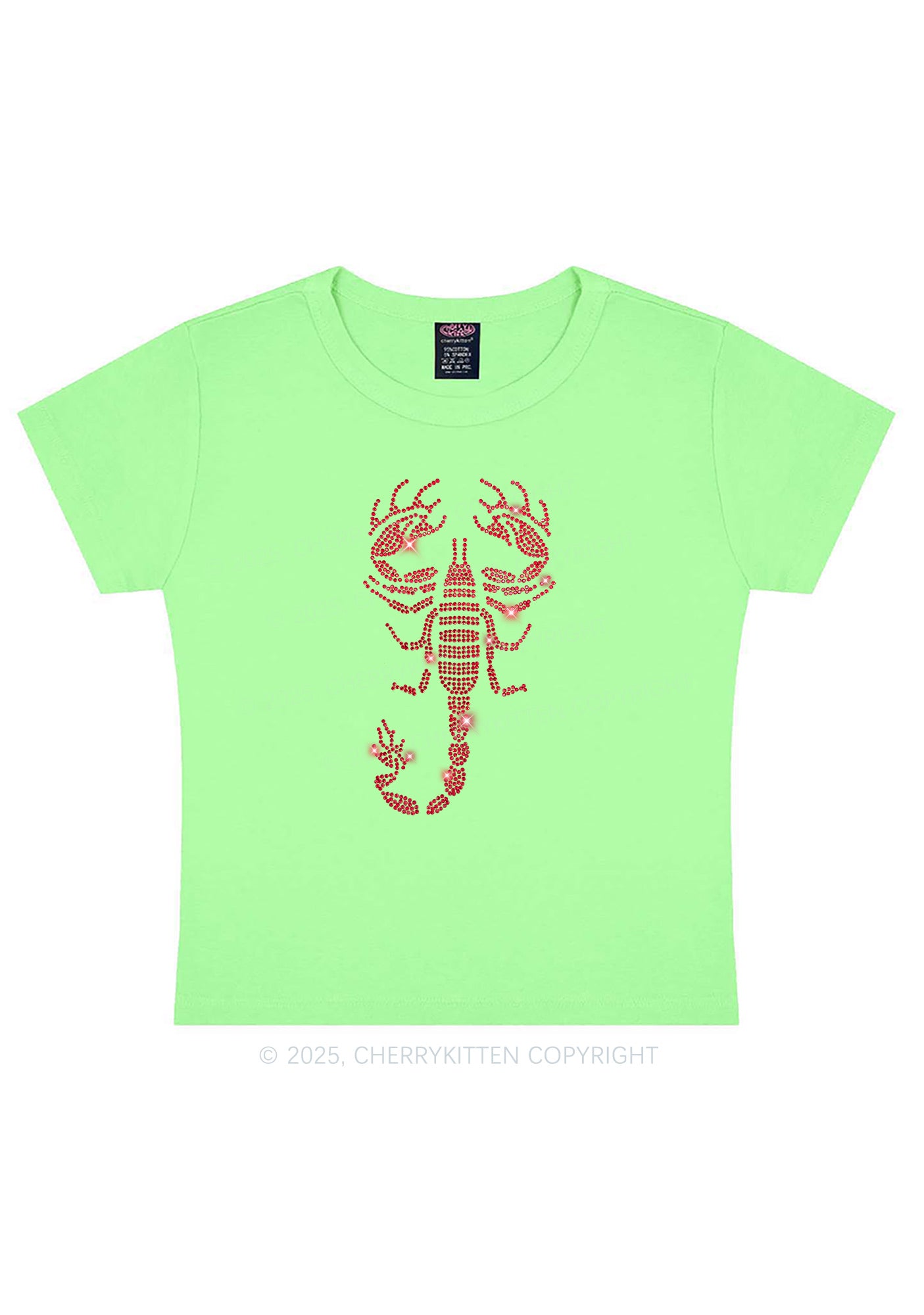Rhinestone Red Scorpion Y2K Baby Tee Cherrykitten