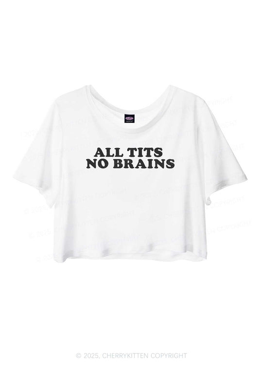 All Txts No Brains Y2K Sheer Crop Tee Cherrykitten