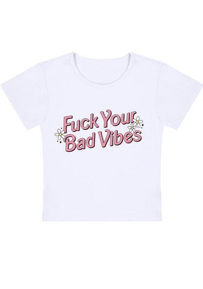 Curvy Fxxk Your Bad Vibes Flowers Stars Baby Tee