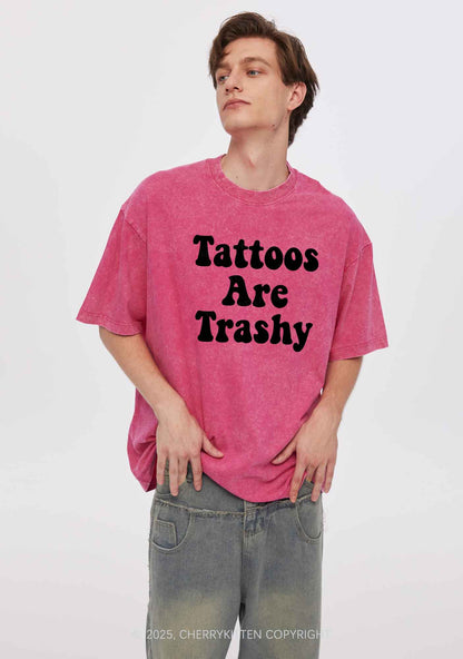 Tattoos Trashy Two Sides Y2K Shirts Washed Tee Cherrykitten