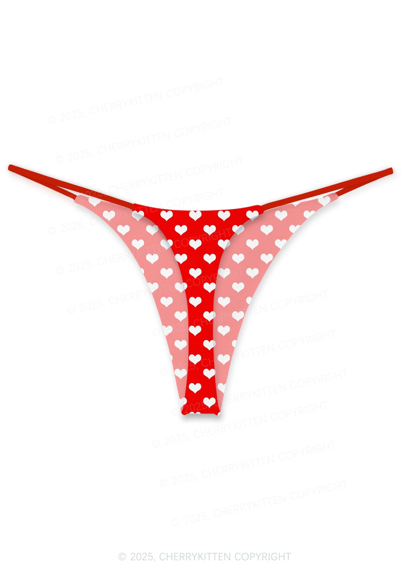 White Heart On Red Valentine's Day Y2K Print Couples Thong Set Cherrykitten