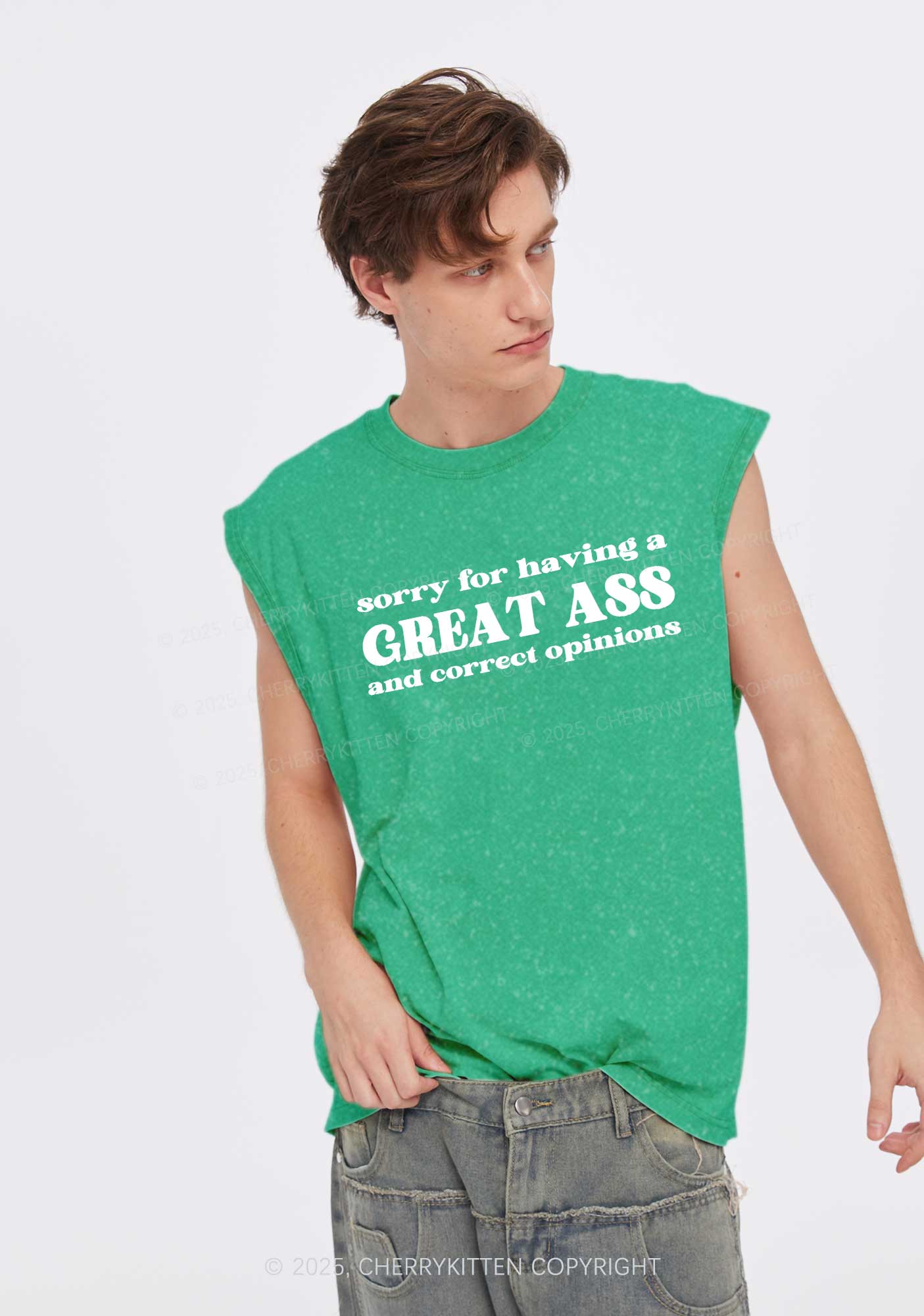Sorry For Having Great Axx Y2K Washed Muscle Tank Cherrykitten