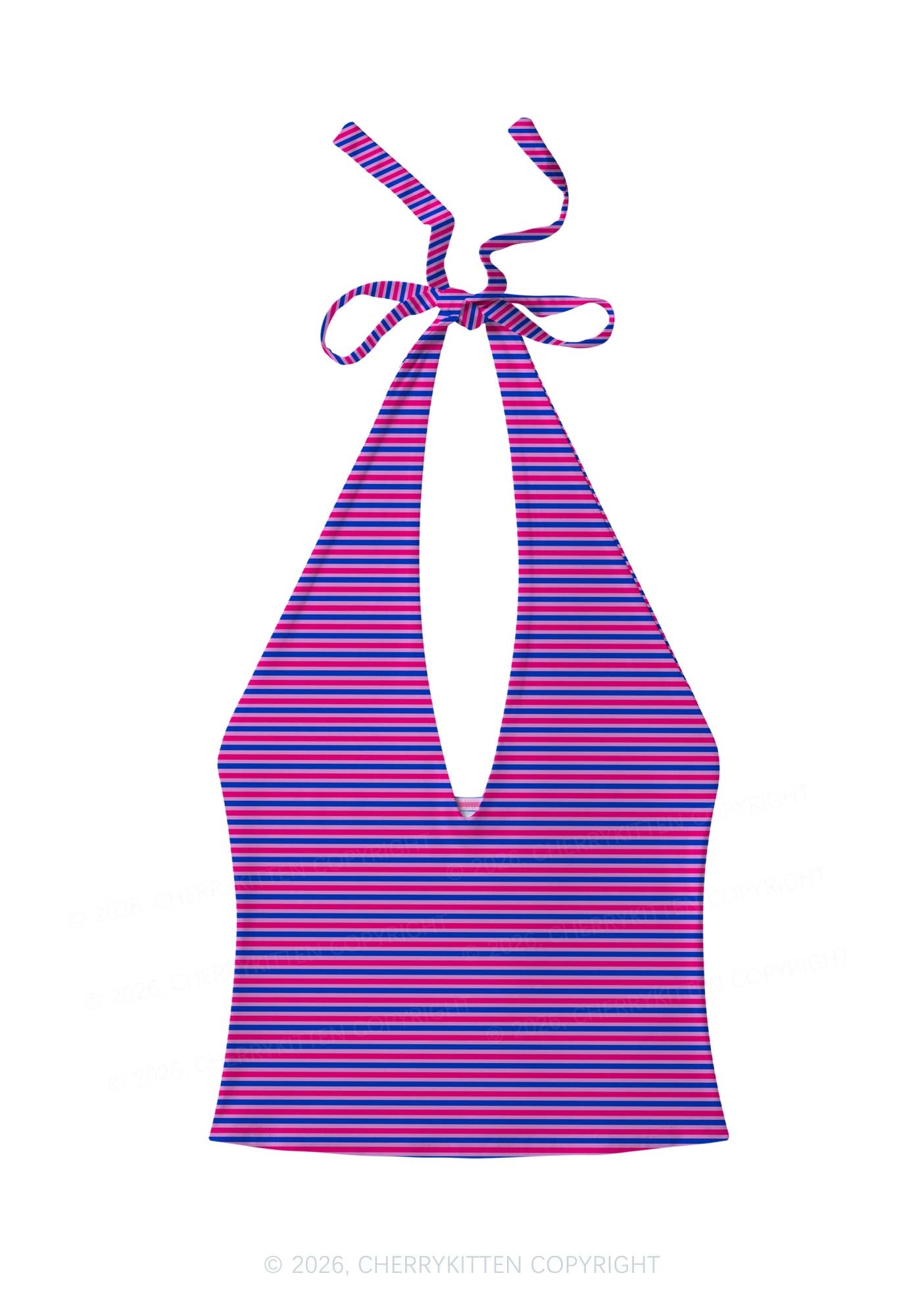 Bisexual Stripes Pride Y2K Print Halter Deep V Neck Cami Cherrykitten