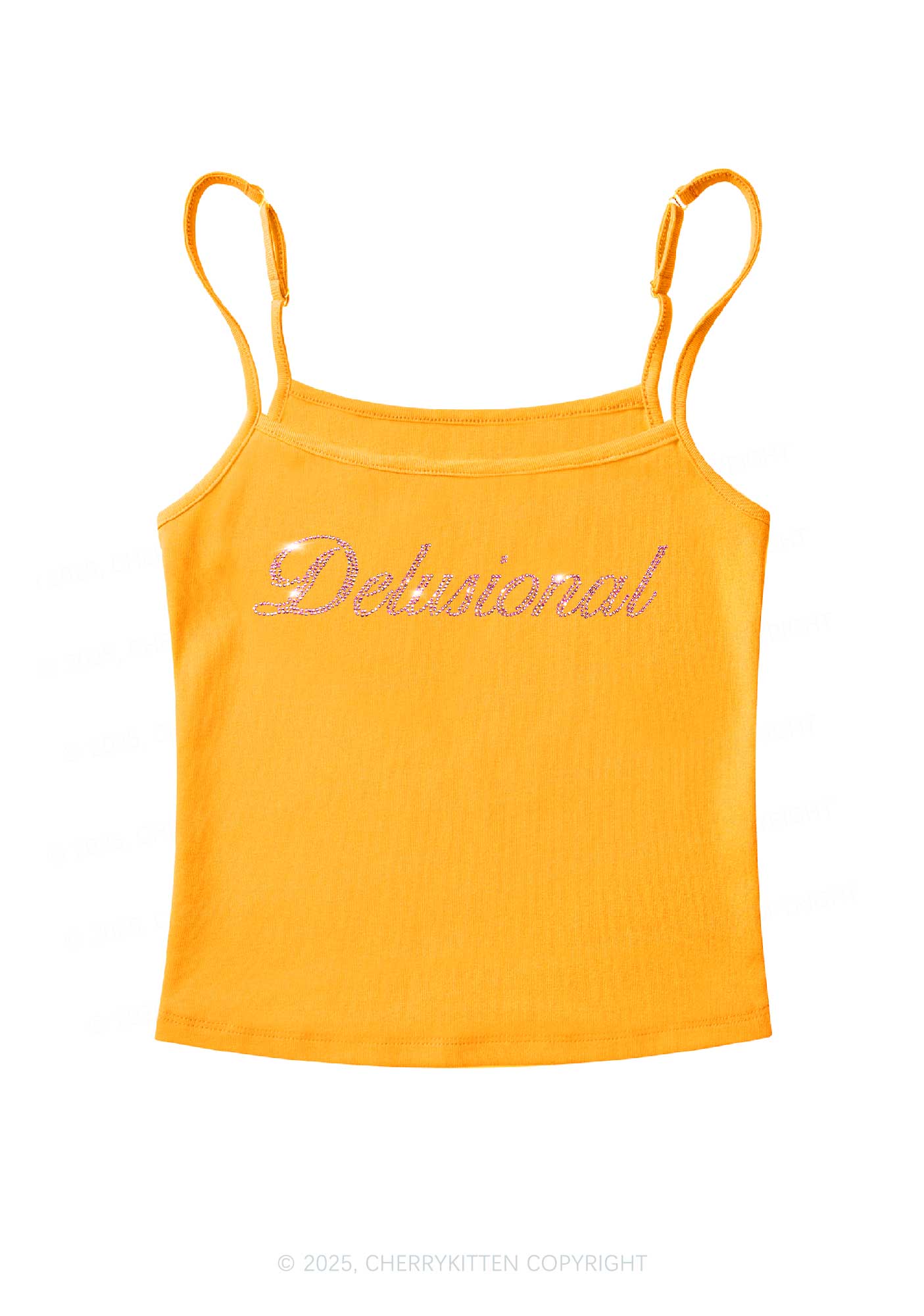 Rhinestone Delusional Y2K Spaghetti Strap Cami Cherrykitten
