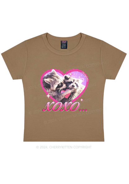 Two Raccoons XOXO Y2K Valentine's Day Baby Tee Cherrykitten