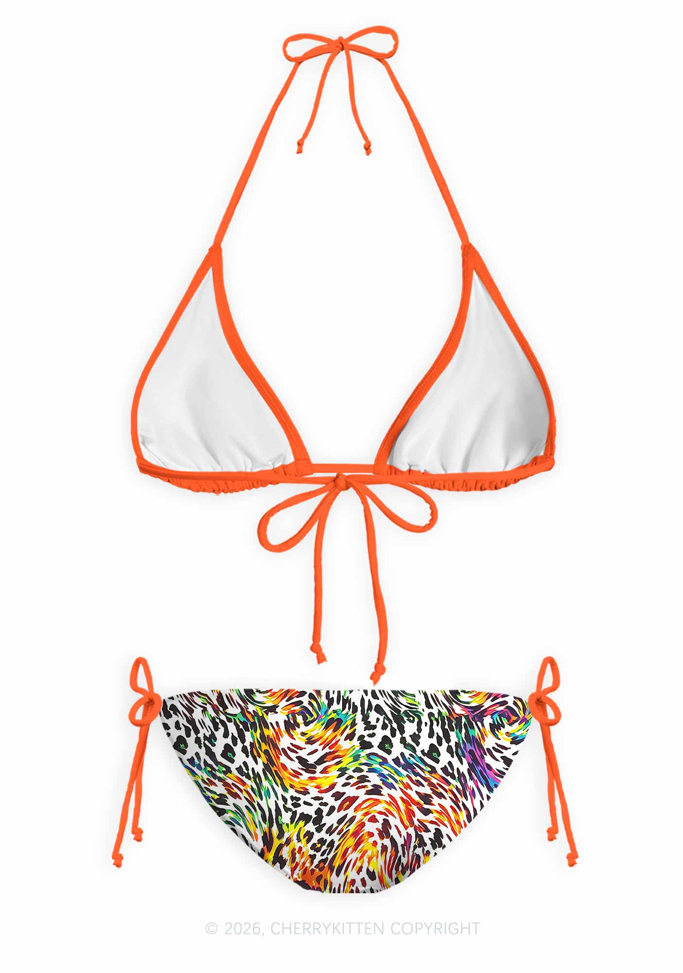 Rainbow Leopard Pride Y2K Print Bikini Set Cherrykitten