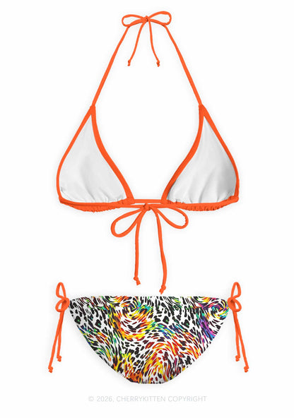 Rainbow Leopard Pride Y2K Print Bikini Set Cherrykitten