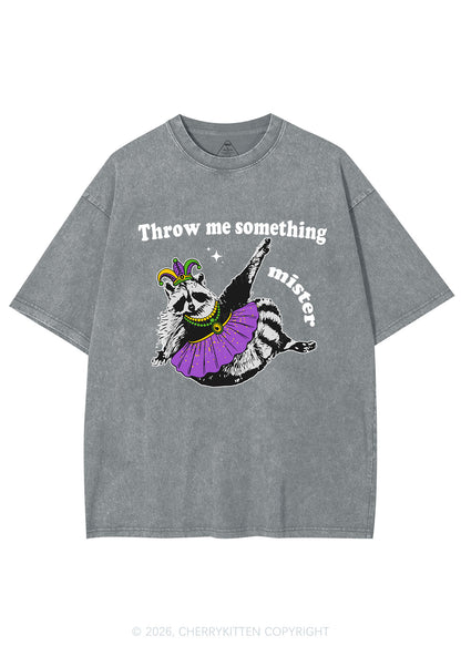 Throw Me Something Mister Raccoon Y2K Shirts Washed Tee Cherrykitten