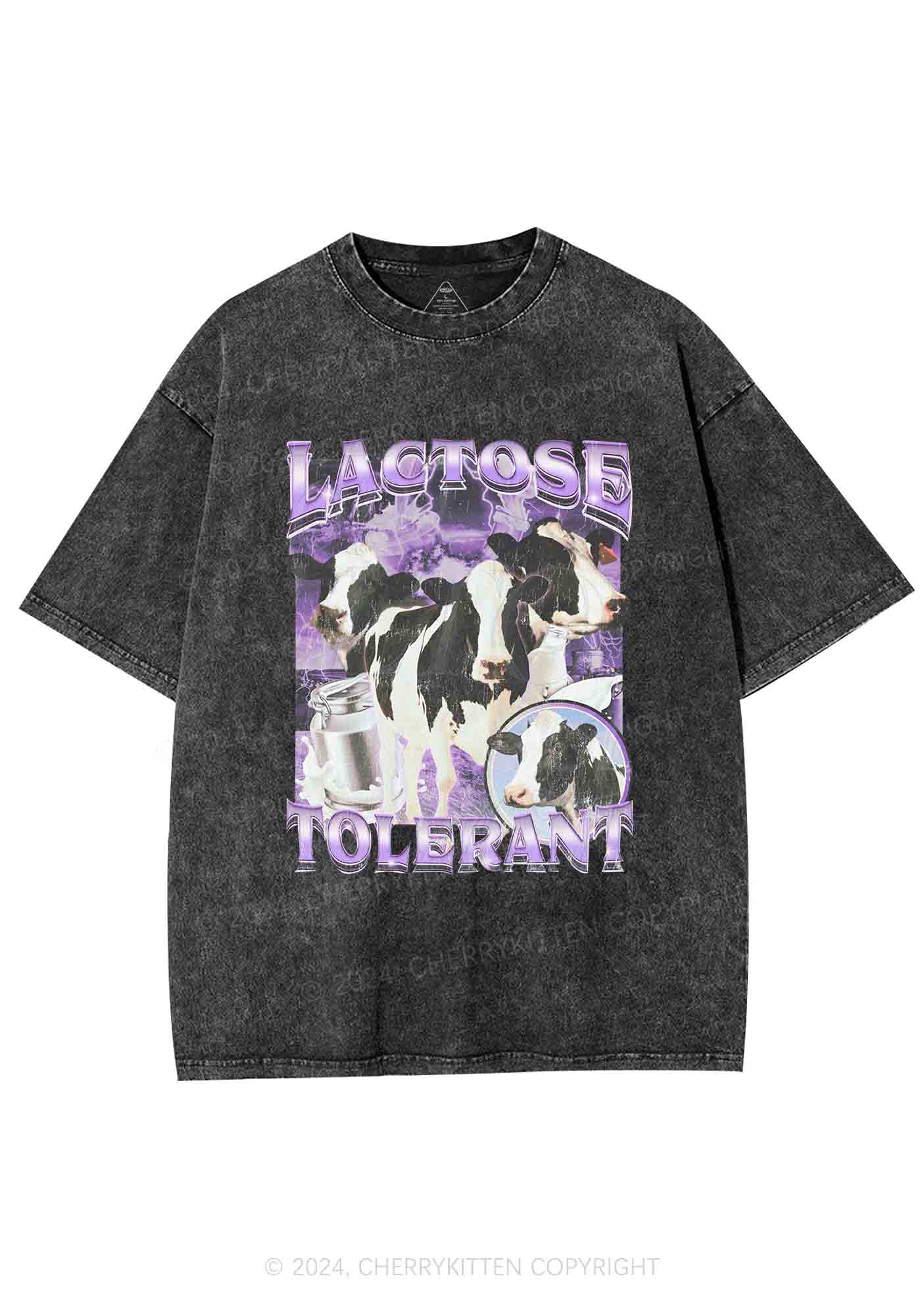 Lactose Tolerant Cow Y2K Washed Tee Cherrykitten