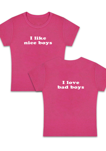 Curvy Nice&Bad Boys Two Sides Baby Tee