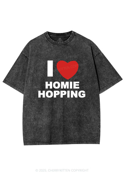 I Love Homie Hopping Y2K Shirts Washed Tee Cherrykitten