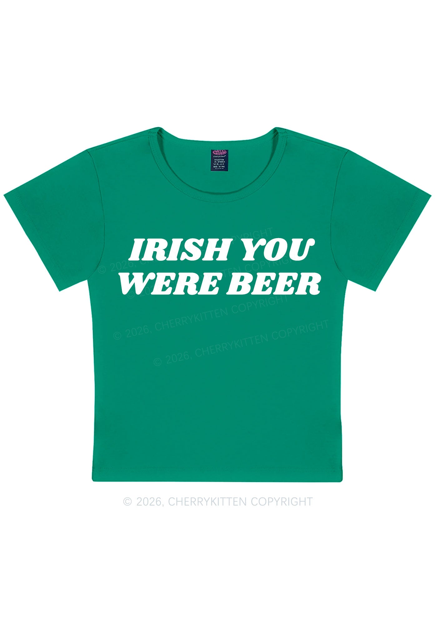 Irish You Were Beer St Patricks Y2K Baby Tee Cherrykitten