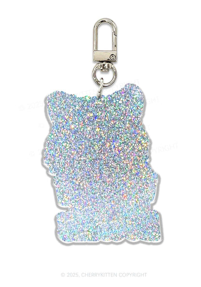 Raccoon Trash Noodles 1Pc Y2K Glitter Keychain Cherrykitten