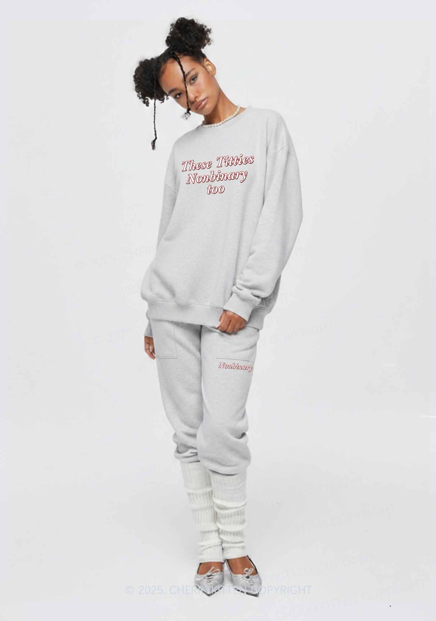 Txtties Nonbinary Too Y2K Fleece Sweatshirts Set Cherrykitten