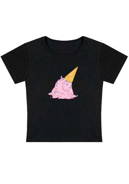 Curvy Pink Ice Cream Horse Baby Tee