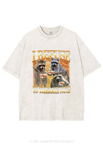Retro Raccoon Nuts Y2K Shirts Washed Tee Cherrykitten