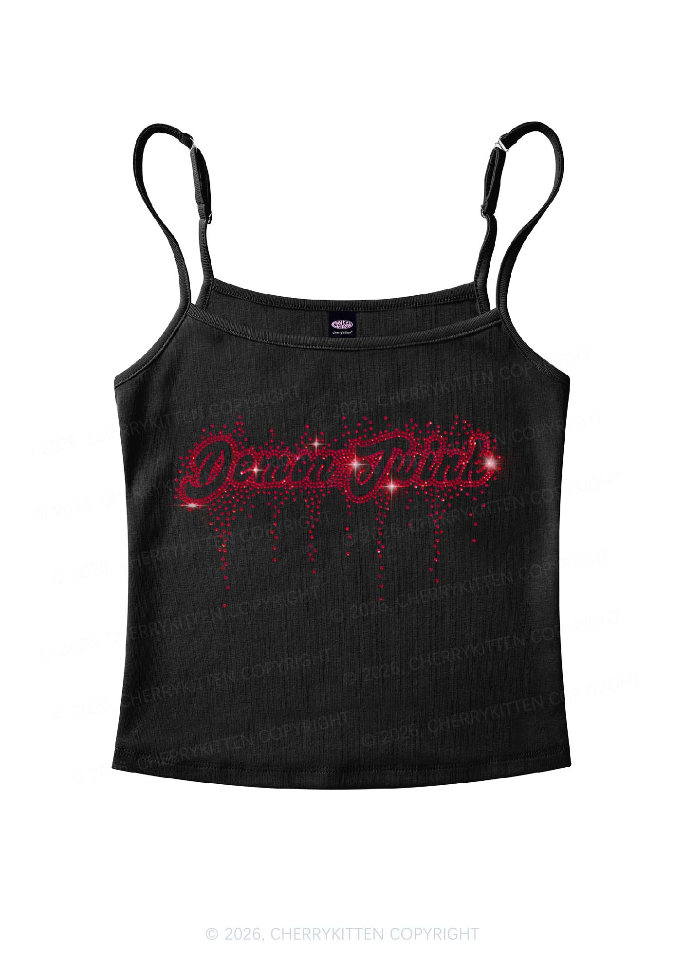 Rhinestone Demon Twink Pride Y2K Spaghetti Strap Cami Cherrykitten