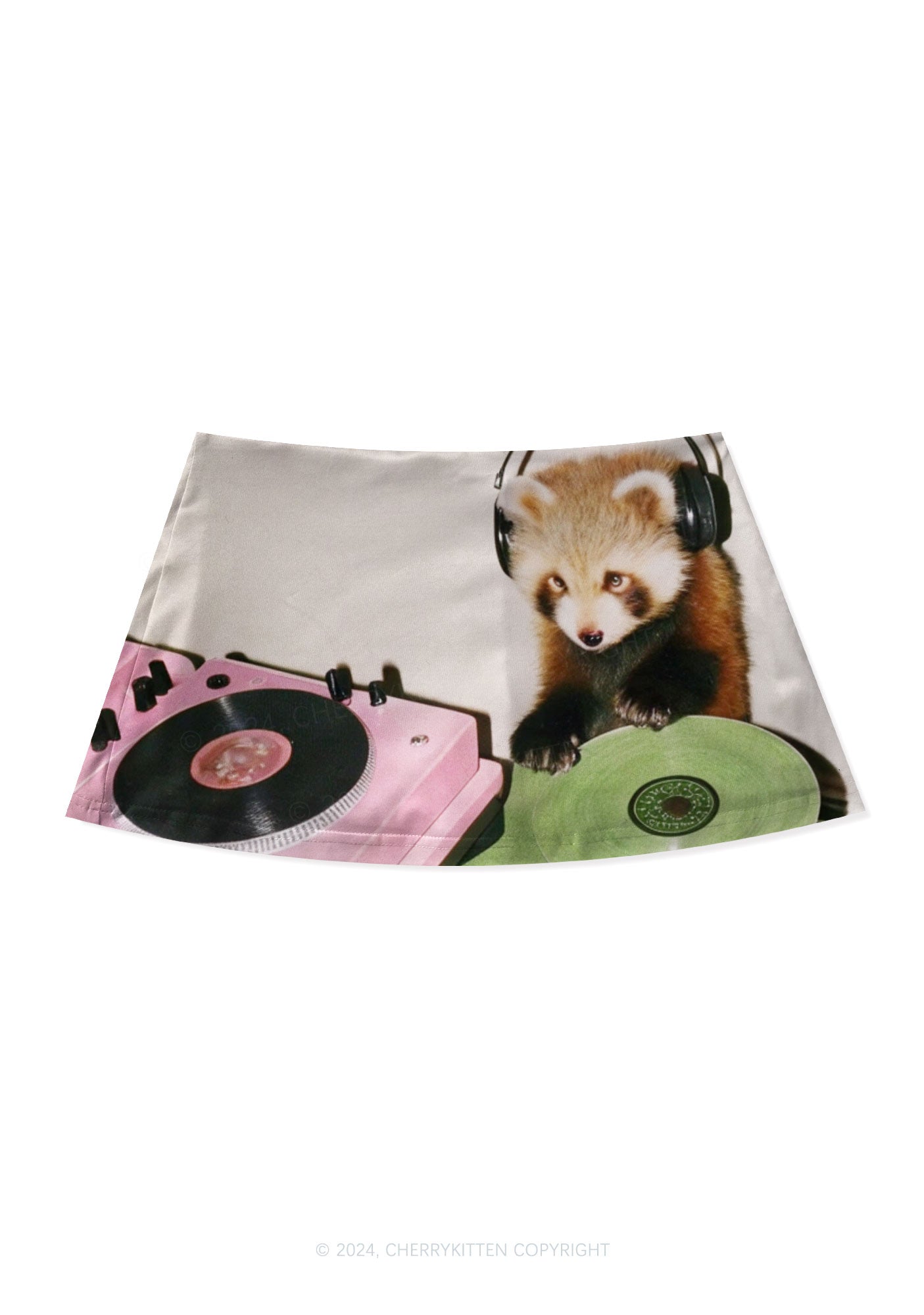 Red Panda DJ Y2K Print Mini Skirt Cherrykitten