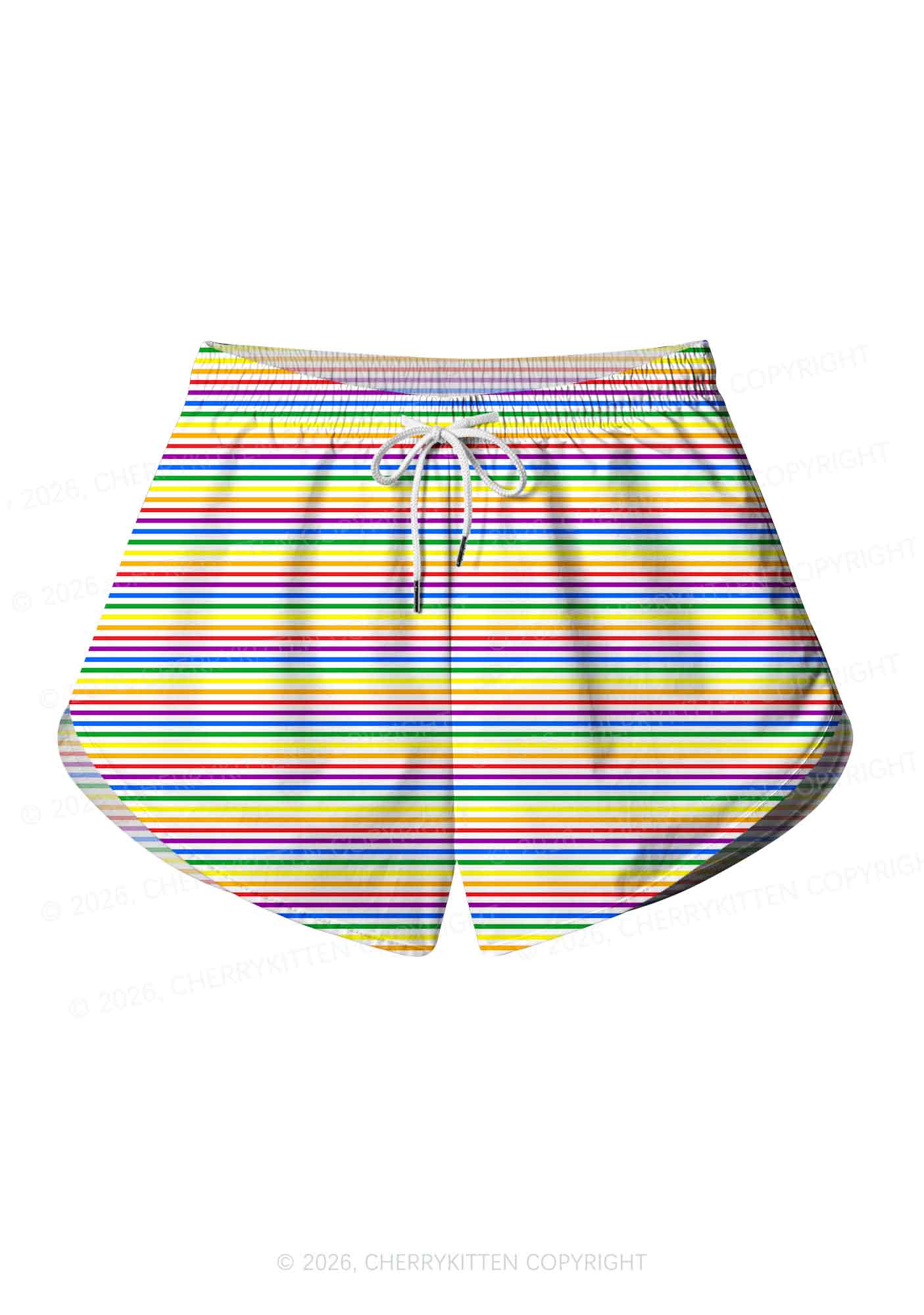 Rainbow Stripes Pride Y2K Print Men Beach Shorts Cherrykitten
