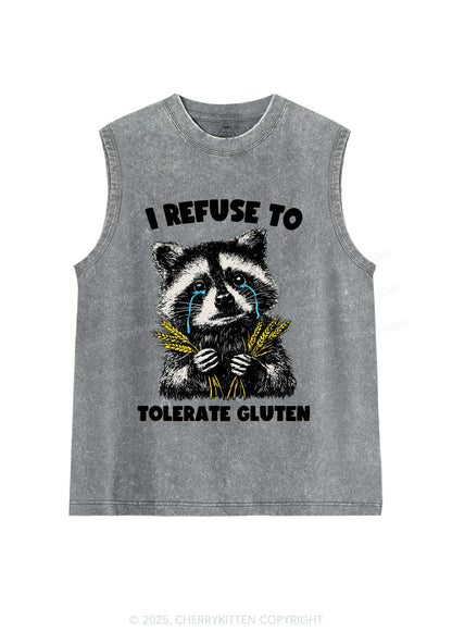 Refuse To Tolerate Gluten Y2K Washed Muscle Tank Cherrykitten
