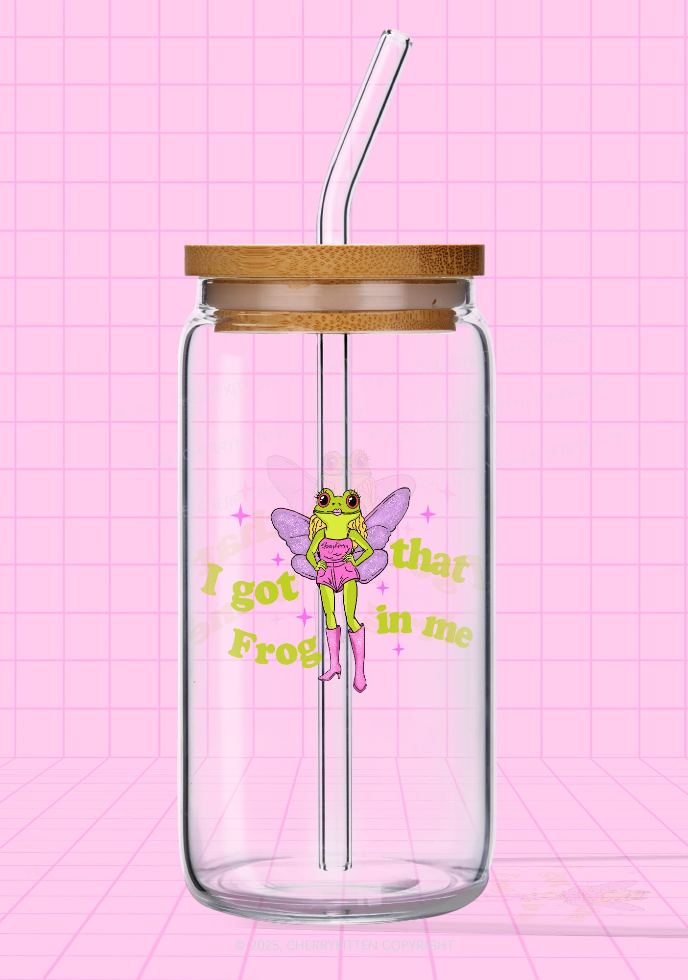 I Got That Frog Y2K Printed Glass Cup Cherrykitten