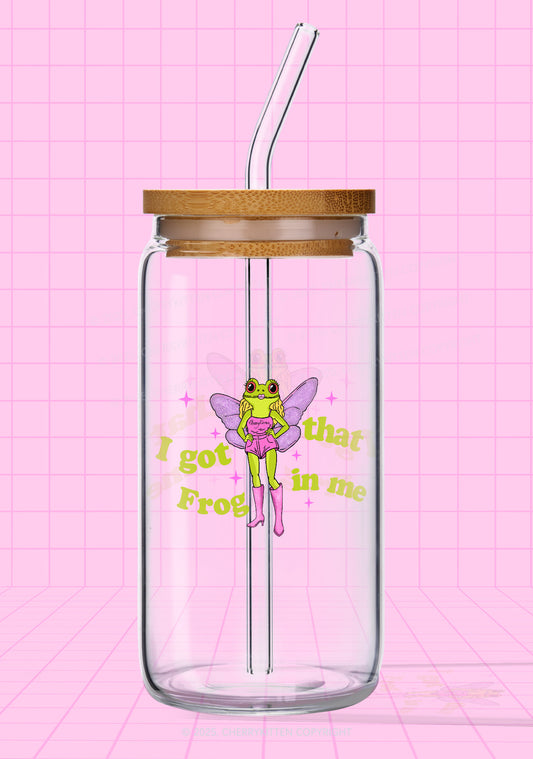 I Got That Frog Y2K Printed Glass Cup Cherrykitten