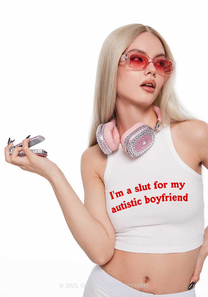 Slxt For My Autistic BF Y2K Crop Tank Top Cherrykitten
