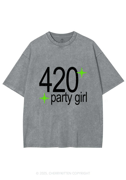 Stoned Party Girl Y2K Shirts Washed Tee Cherrykitten