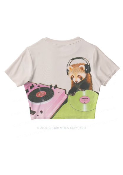 Red Panda DJ Y2K Mesh Crop Top Cherrykitten