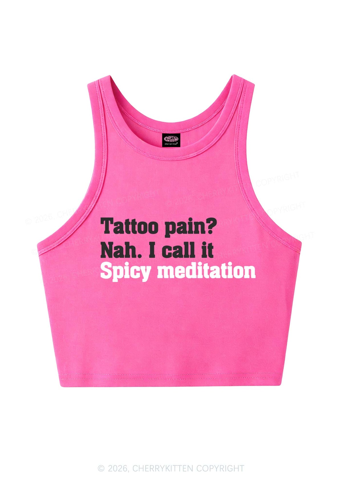 Tattoo Pain Spicy Meditation Y2K Crop Tank Top Cherrykitten