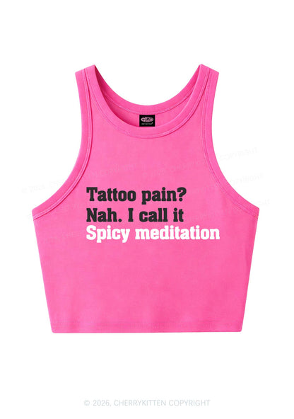 Tattoo Pain Spicy Meditation Y2K Crop Tank Top Cherrykitten