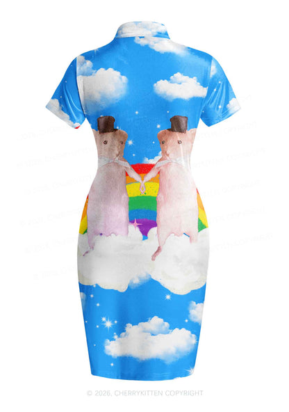 Gay Rats Pride Y2K Cheongsam Mini Dress Cherrykitten