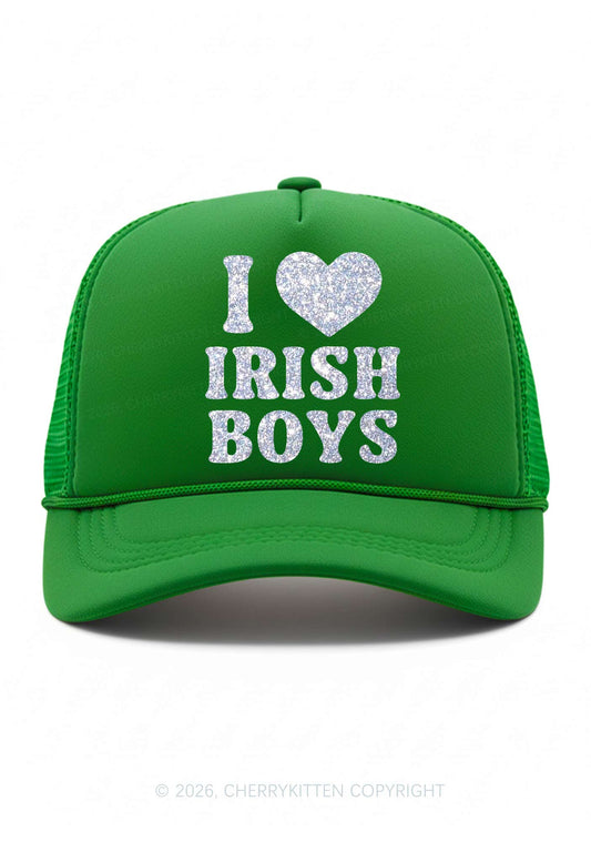 Glitter I Love Irish Boys St Patricks Y2K Trucker Hat Cherrykitten