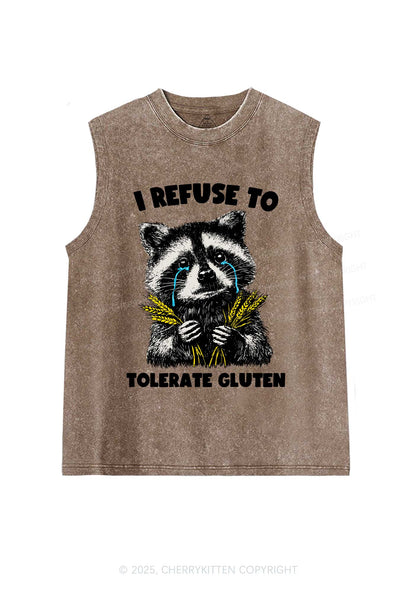 Refuse To Tolerate Gluten Y2K Washed Muscle Tank Cherrykitten