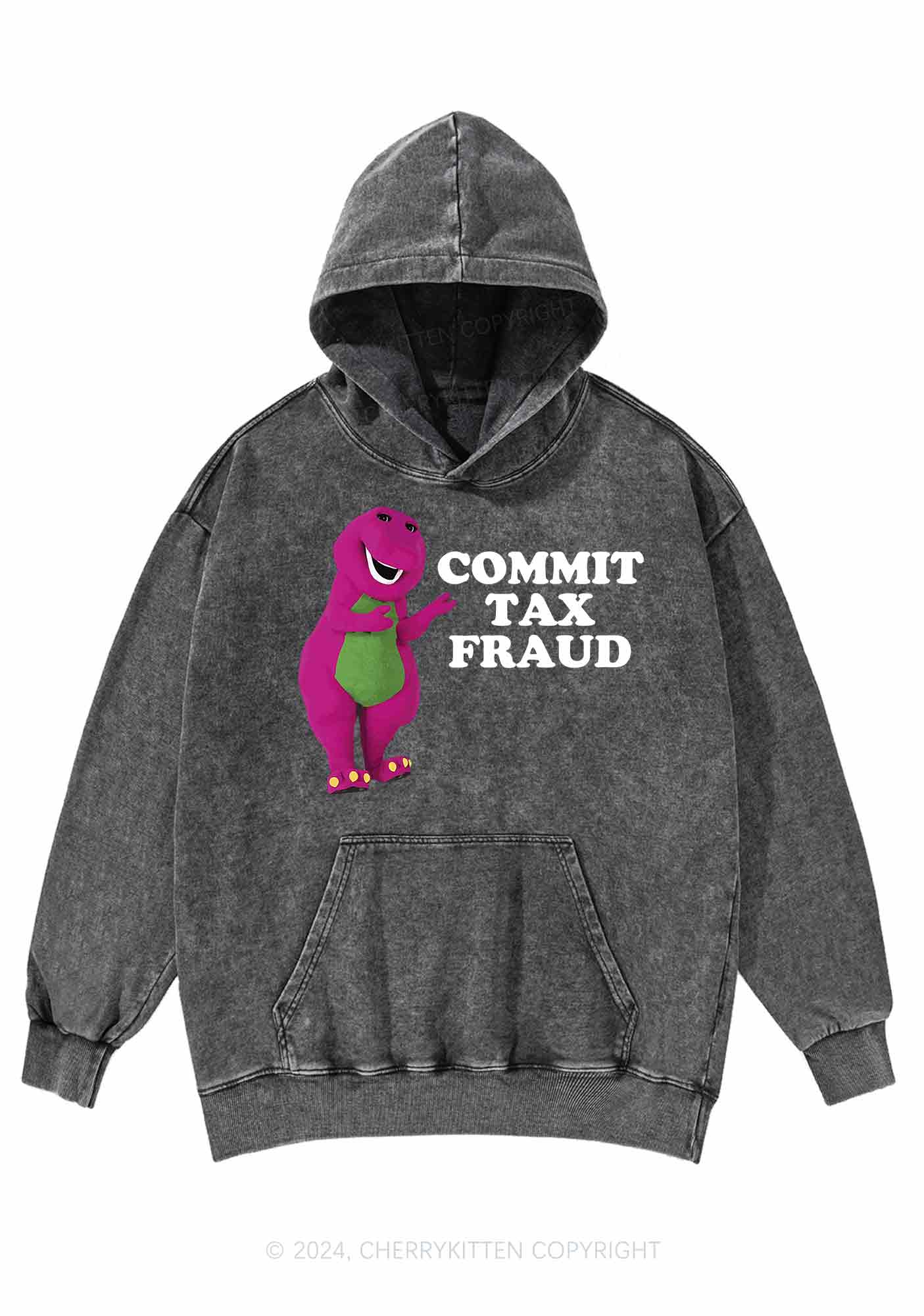 Commit Tax Fraud Y2K Washed Hoodie Cherrykitten
