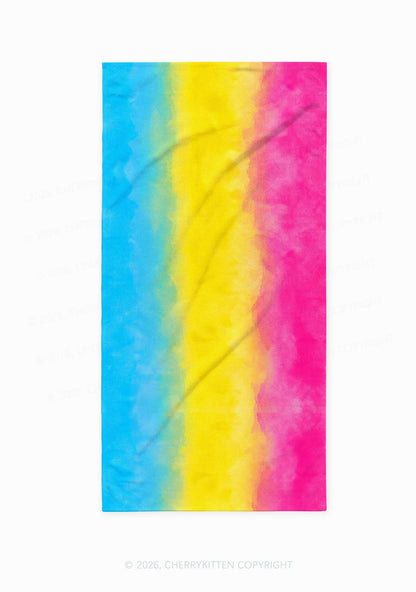 Pansexual Tie Dye Pride Y2K Beach Towel Cherrykitten