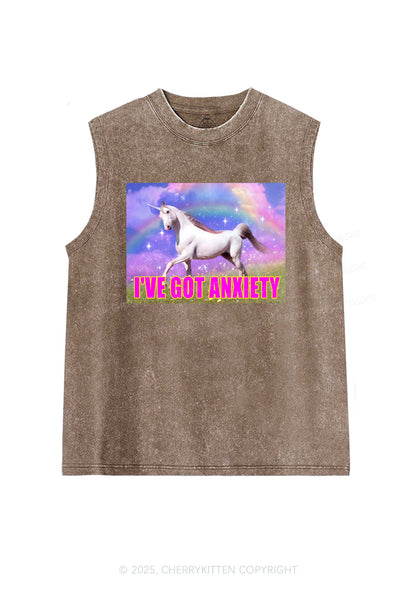 I've Got Anxiety Y2K Washed Muscle Tank Cherrykitten