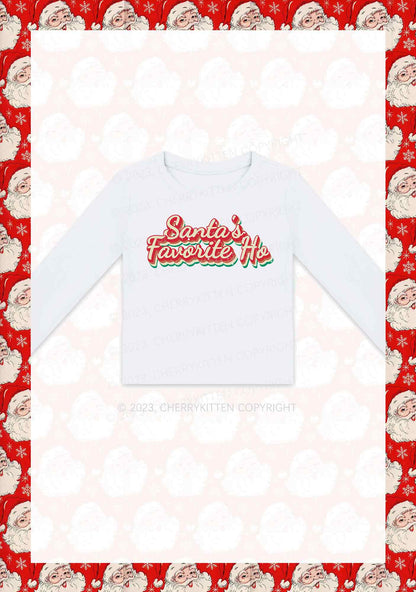 Santa's Favorite Ho Christmas Y2K Long Sleeve Crop Top Cherrykitten