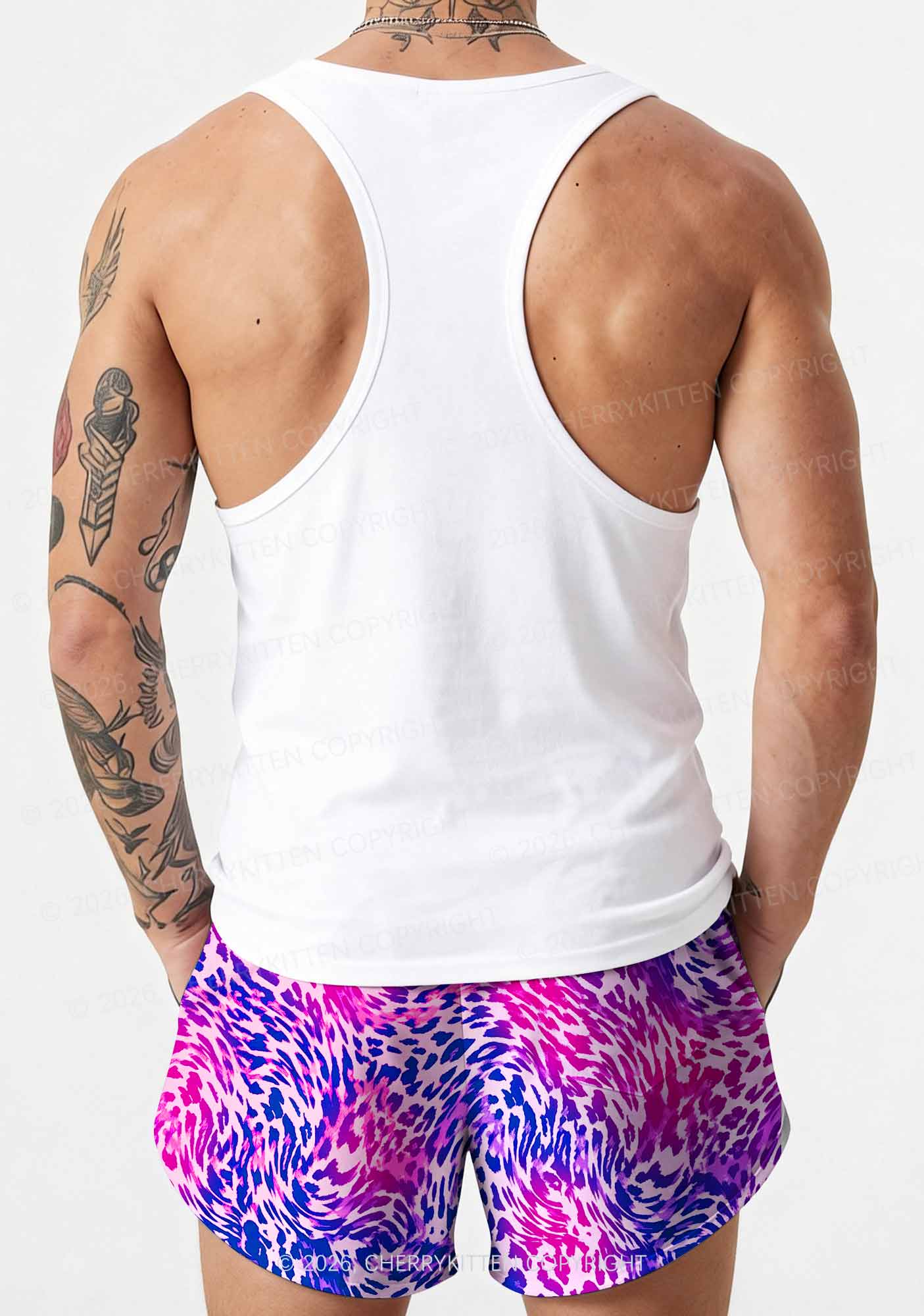 Bisexual Leopard Pride Y2K Print Men Beach Shorts Cherrykitten