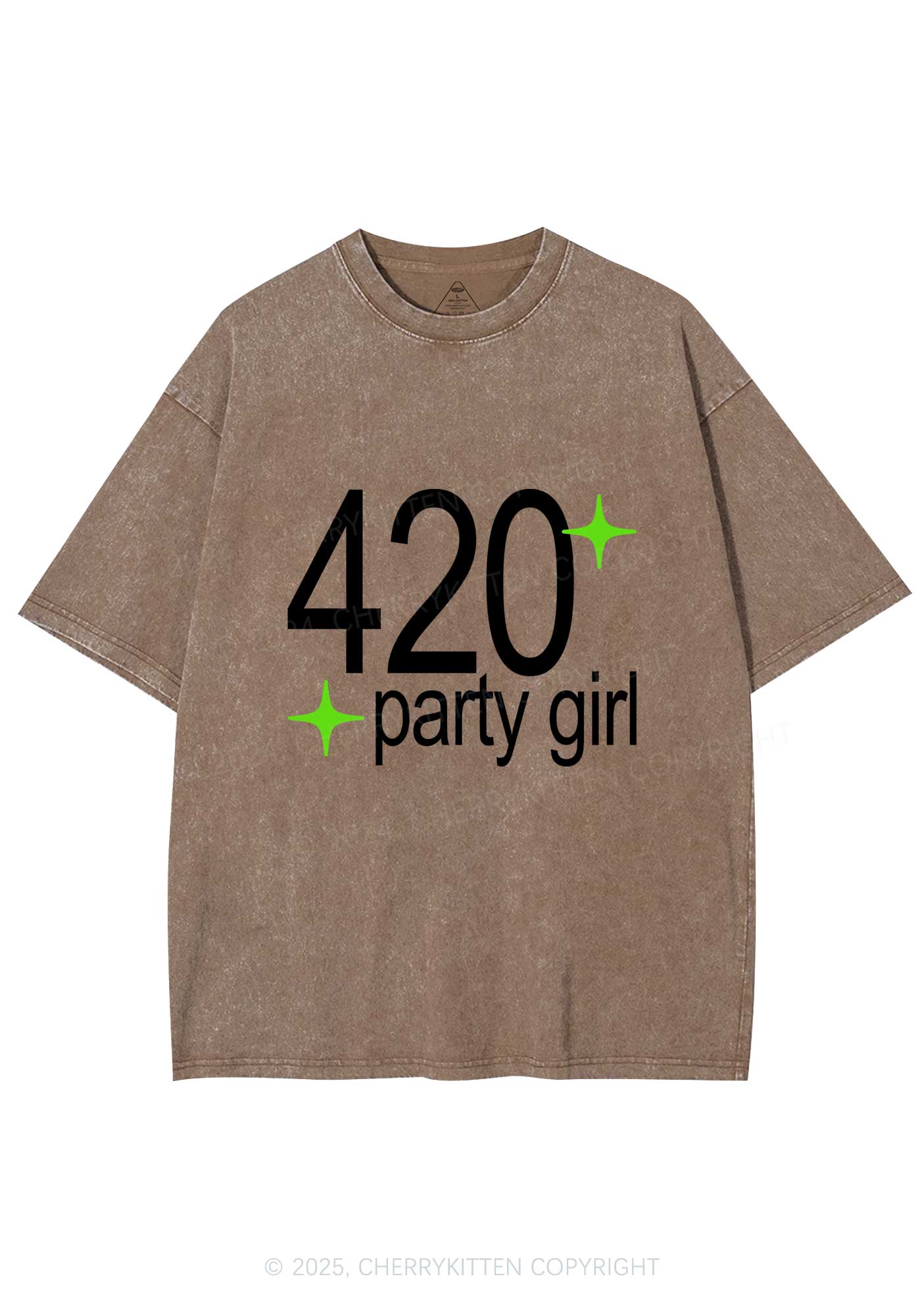 Stoned Party Girl Y2K Shirts Washed Tee Cherrykitten